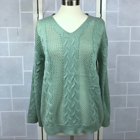 Seafoam Lace-up back sweater S/M M/L - Picture 2 of 6